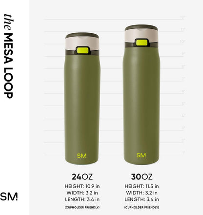 Water Bottle with Straw & Handle | 30oz | Blue | Mesa Loop Insulated Water Bottle for School, Sports, Travel | Leak Proof, Stainless Steel | Deep Dune - Colors B
