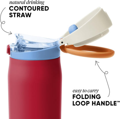 Water Bottle with Straw & Handle | 30oz | Blue | Mesa Loop Insulated Water Bottle for School, Sports, Travel | Leak Proof, Stainless Steel | Deep Dune - Colors B