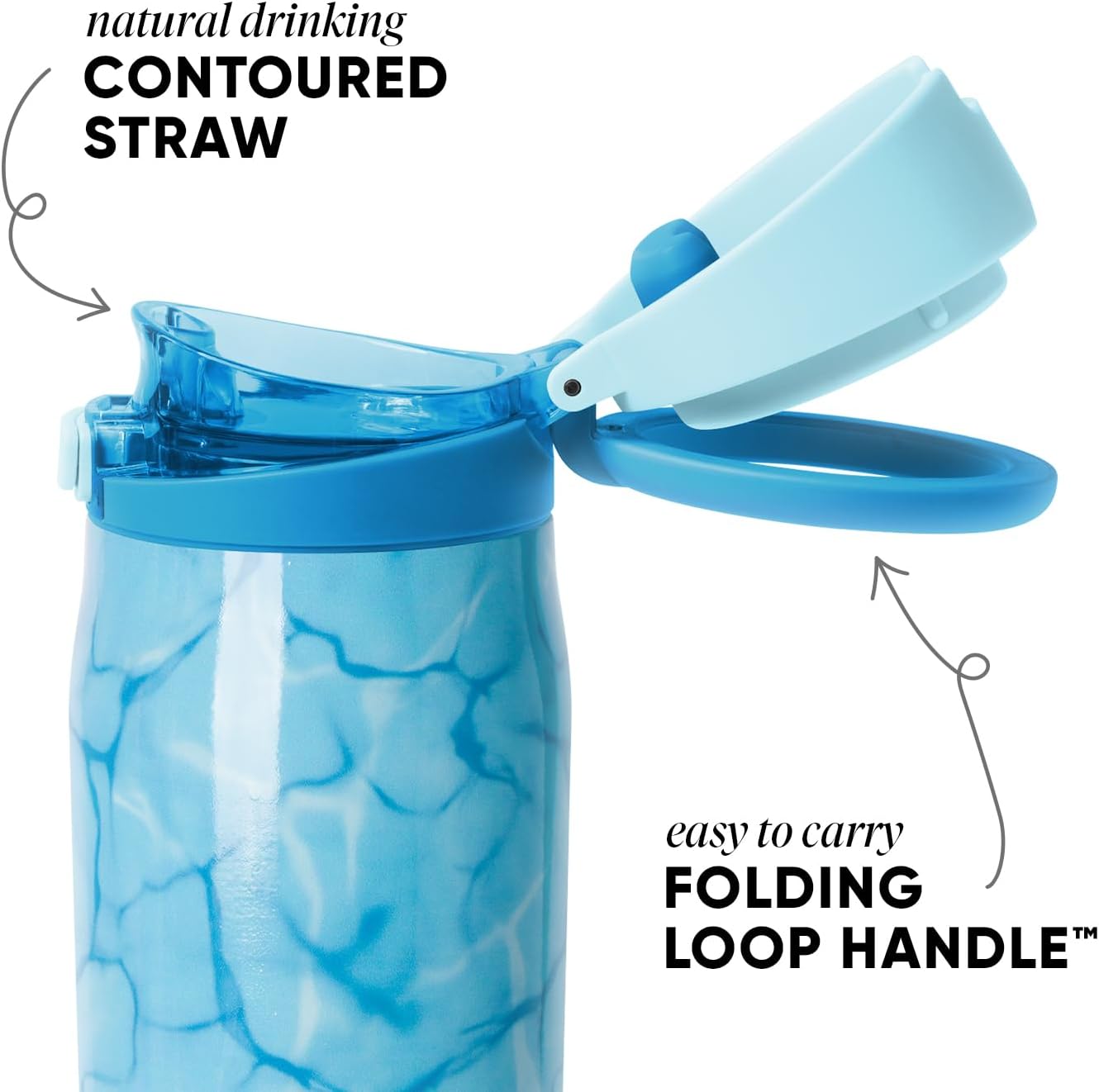 Water Bottle with Straw & Handle | 30oz | Blue | Mesa Loop Insulated Water Bottle for School, Sports, Travel | Leak Proof, Stainless Steel | Deep Dune - Colors B