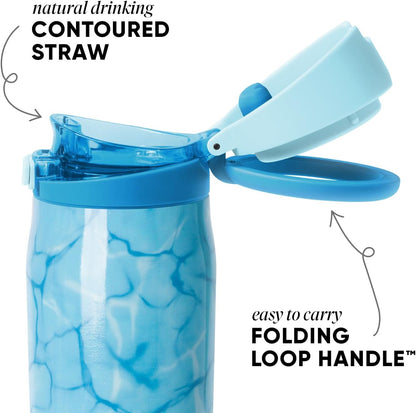 Water Bottle with Straw & Handle | 30oz | Blue | Mesa Loop Insulated Water Bottle for School, Sports, Travel | Leak Proof, Stainless Steel | Deep Dune - Colors B