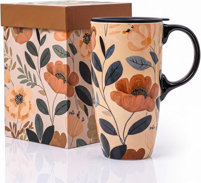 17oz Ceramic Travel Mug with Lid, Galaxy Nebula Space Coffee Mug | Coffee Mug with Handle, Galaxy & Starry Space Design, Spill-Resistant Lid, Microwave & Dishwasher Safe, Gift Box Included