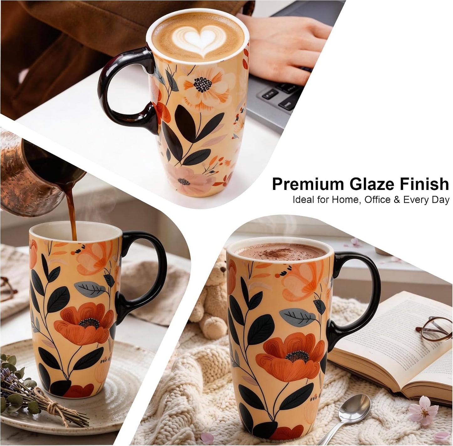 17oz Ceramic Travel Mug with Lid, Galaxy Nebula Space Coffee Mug | Coffee Mug with Handle, Galaxy & Starry Space Design, Spill-Resistant Lid, Microwave & Dishwasher Safe, Gift Box Included
