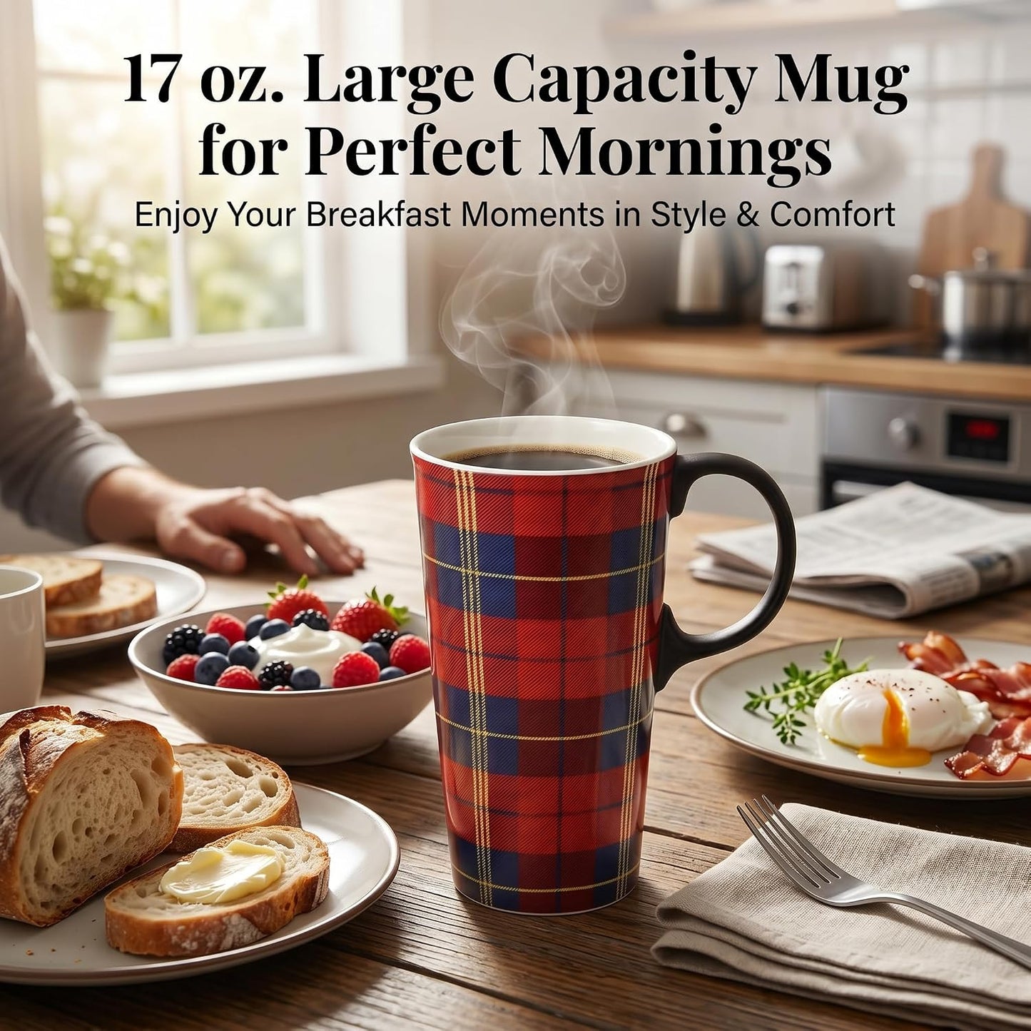 17oz Ceramic Travel Mug with Lid, Galaxy Nebula Space Coffee Mug | Coffee Mug with Handle, Galaxy & Starry Space Design, Spill-Resistant Lid, Microwave & Dishwasher Safe, Gift Box Included