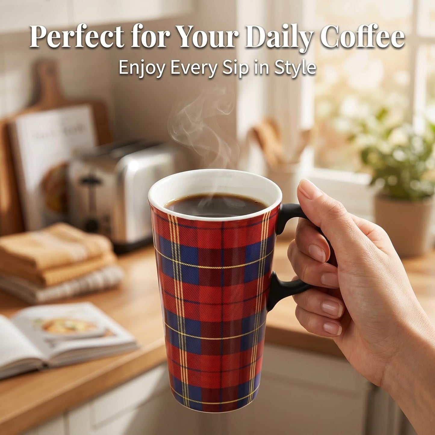 17oz Ceramic Travel Mug with Lid, Galaxy Nebula Space Coffee Mug | Coffee Mug with Handle, Galaxy & Starry Space Design, Spill-Resistant Lid, Microwave & Dishwasher Safe, Gift Box Included