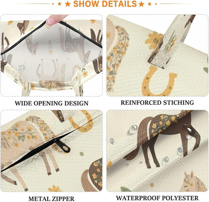 Floral Horses Waterproof Travel Laundry Bag Washable 2 Count