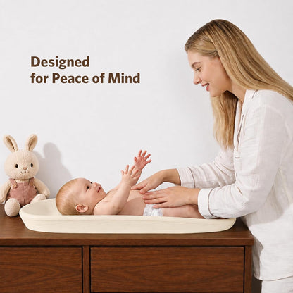 Baby Changing Pad, Waterproof Wipeable Diaper Changing Table Mat, Cream
