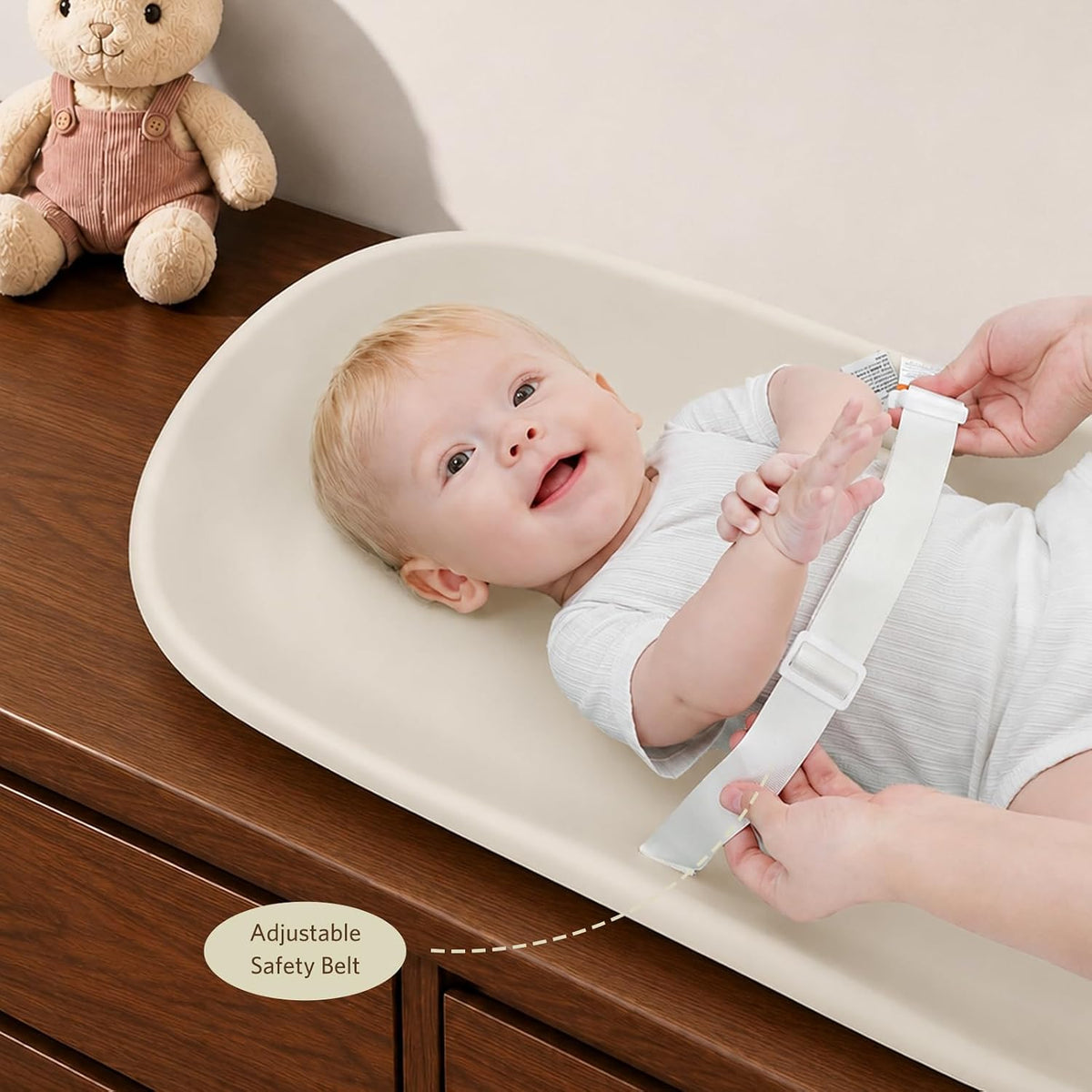 Baby Changing Pad, Waterproof Wipeable Diaper Changing Table Mat, Cream