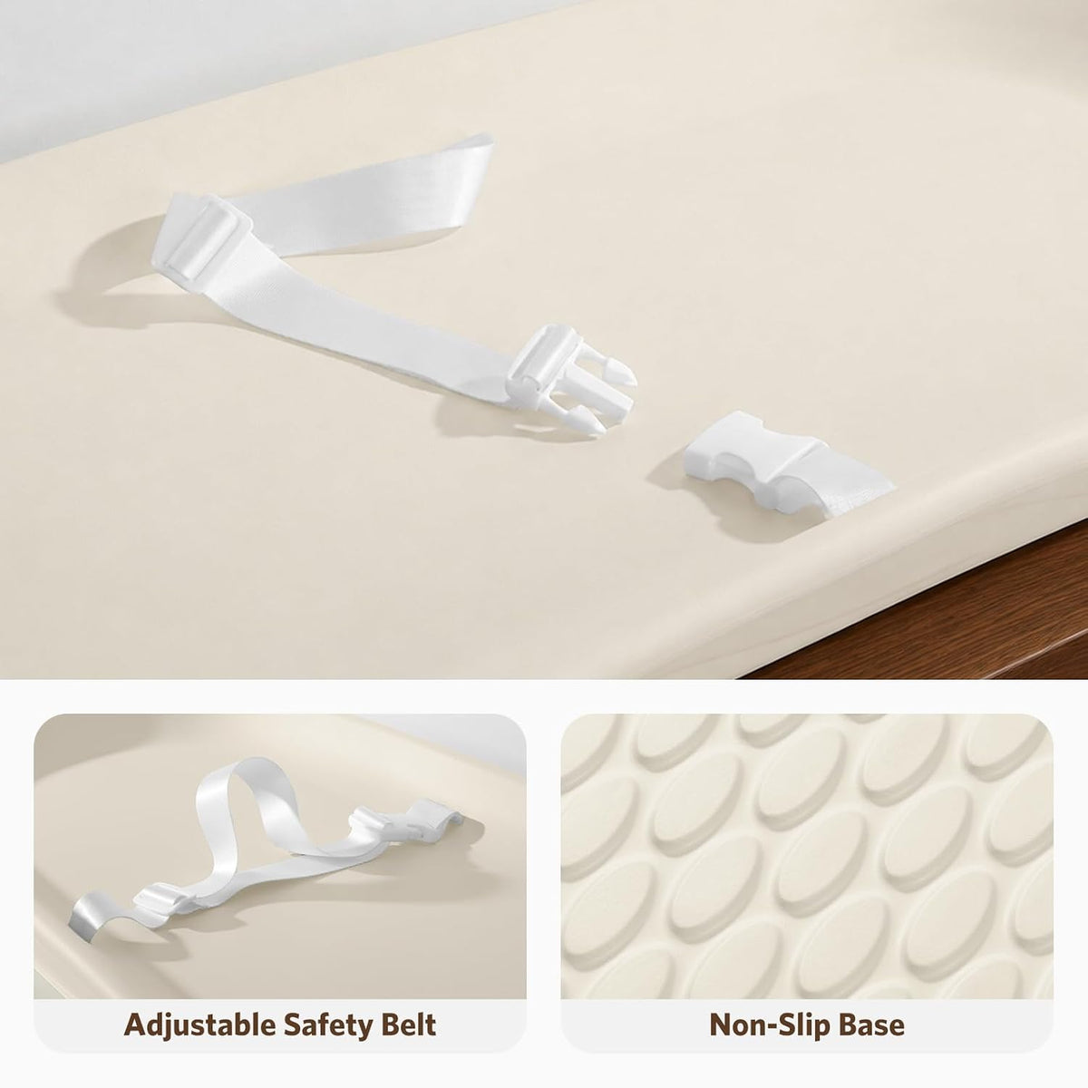 Baby Changing Pad, Waterproof Wipeable Diaper Changing Table Mat, Cream