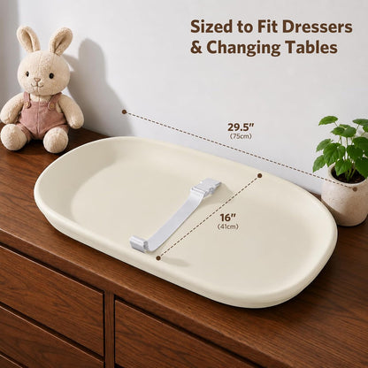 Baby Changing Pad, Waterproof Wipeable Diaper Changing Table Mat, Cream