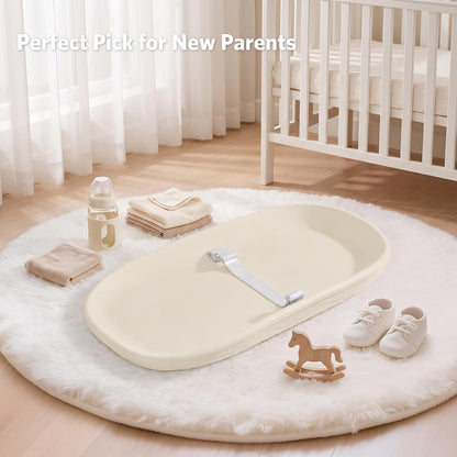 Baby Changing Pad, Waterproof Wipeable Diaper Changing Table Mat, Cream