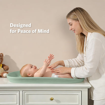 Baby Changing Pad, Waterproof Wipeable Diaper Changing Table Mat, Cream