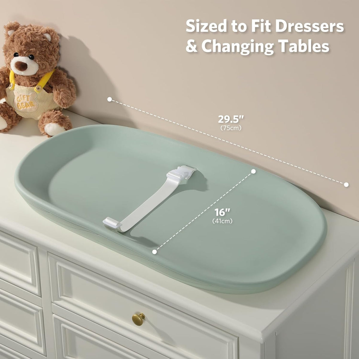 Baby Changing Pad, Waterproof Wipeable Diaper Changing Table Mat, Cream