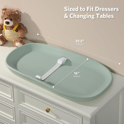 Baby Changing Pad, Waterproof Wipeable Diaper Changing Table Mat, Cream