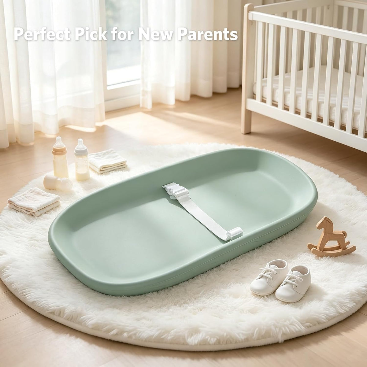 Baby Changing Pad, Waterproof Wipeable Diaper Changing Table Mat, Cream