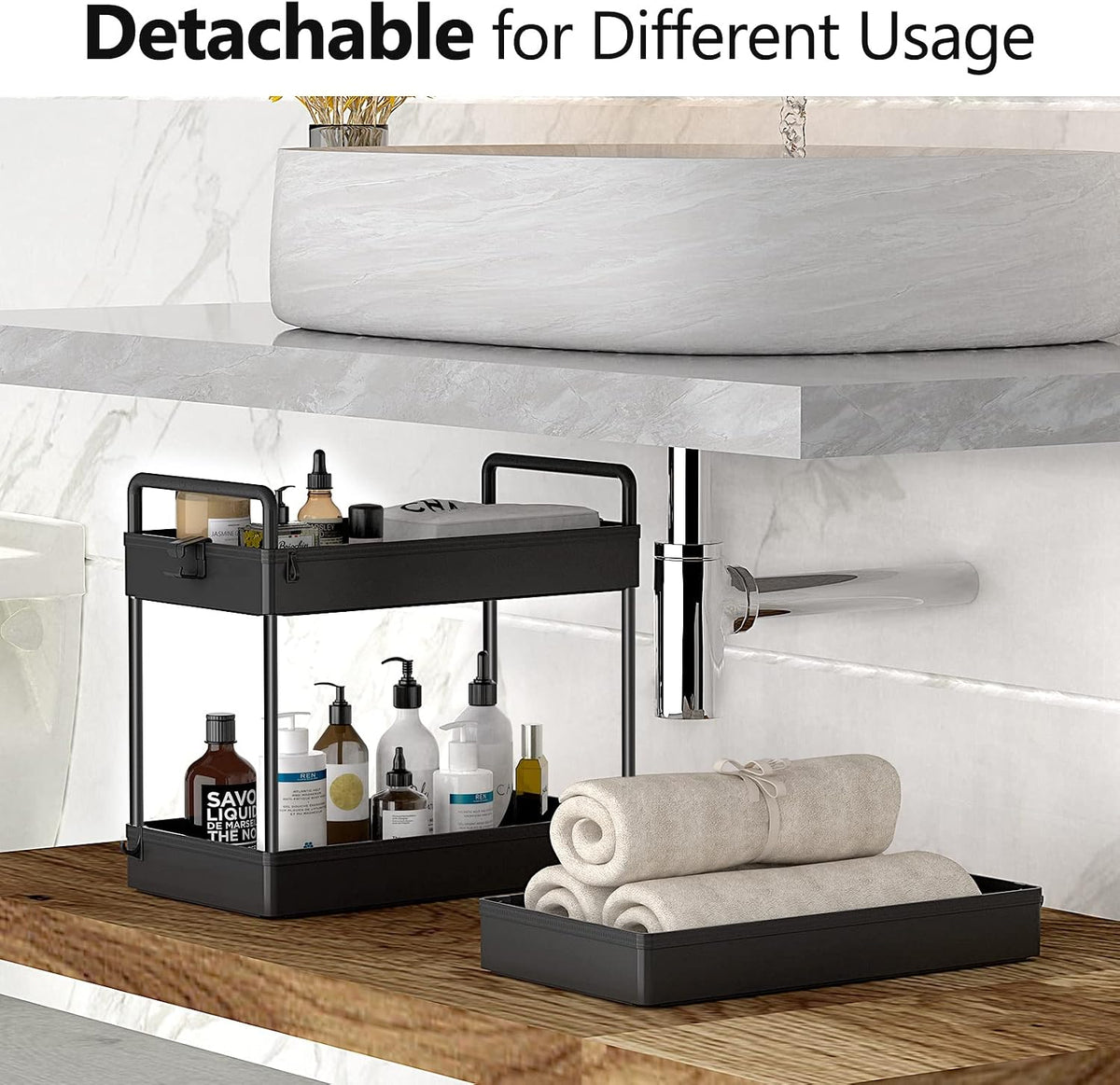 3 Tier Slim Rolling Storage Cart Organizer with Wheels, Gray