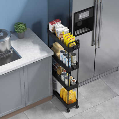 3 Tier Slim Rolling Storage Cart Organizer with Wheels, Gray