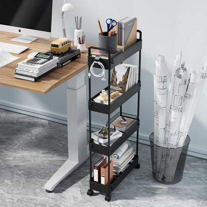 3 Tier Slim Rolling Storage Cart Organizer with Wheels, Gray
