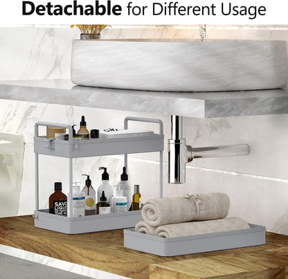 3 Tier Slim Rolling Storage Cart Organizer with Wheels, Gray