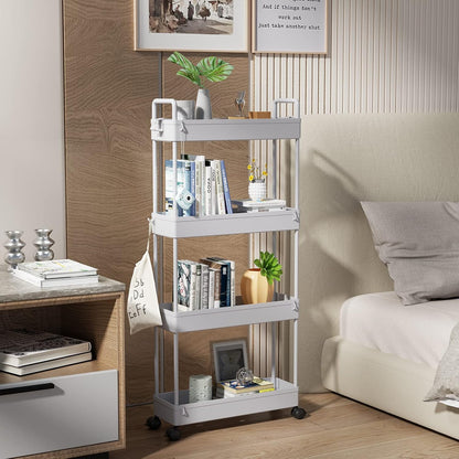 3 Tier Slim Rolling Storage Cart Organizer with Wheels, Gray