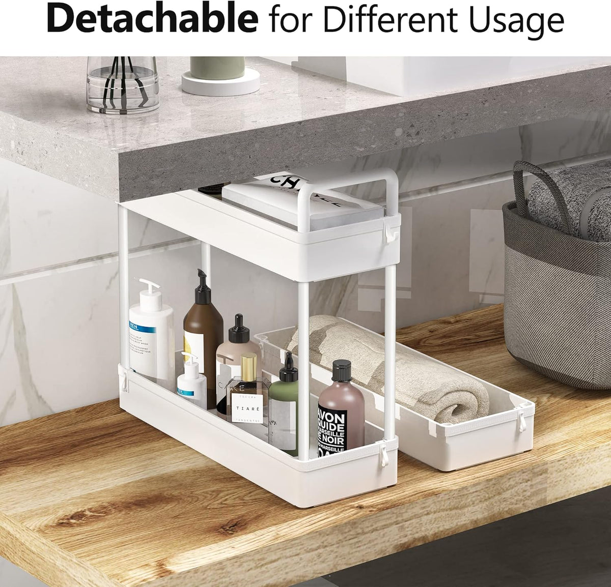 3 Tier Slim Rolling Storage Cart Organizer with Wheels, Gray
