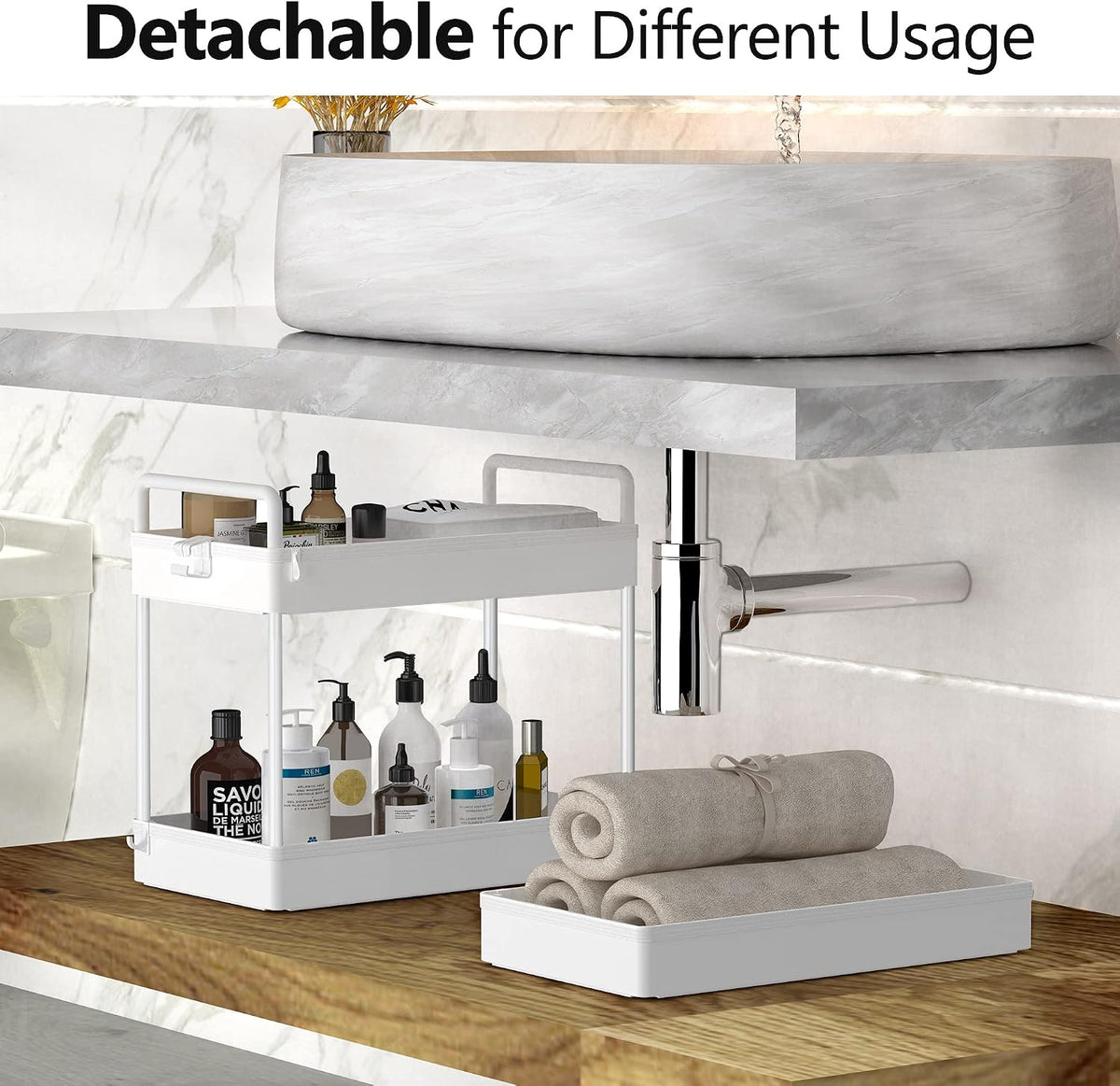 3 Tier Slim Rolling Storage Cart Organizer with Wheels, Gray