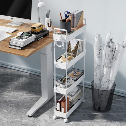 3 Tier Slim Rolling Storage Cart Organizer with Wheels, Gray