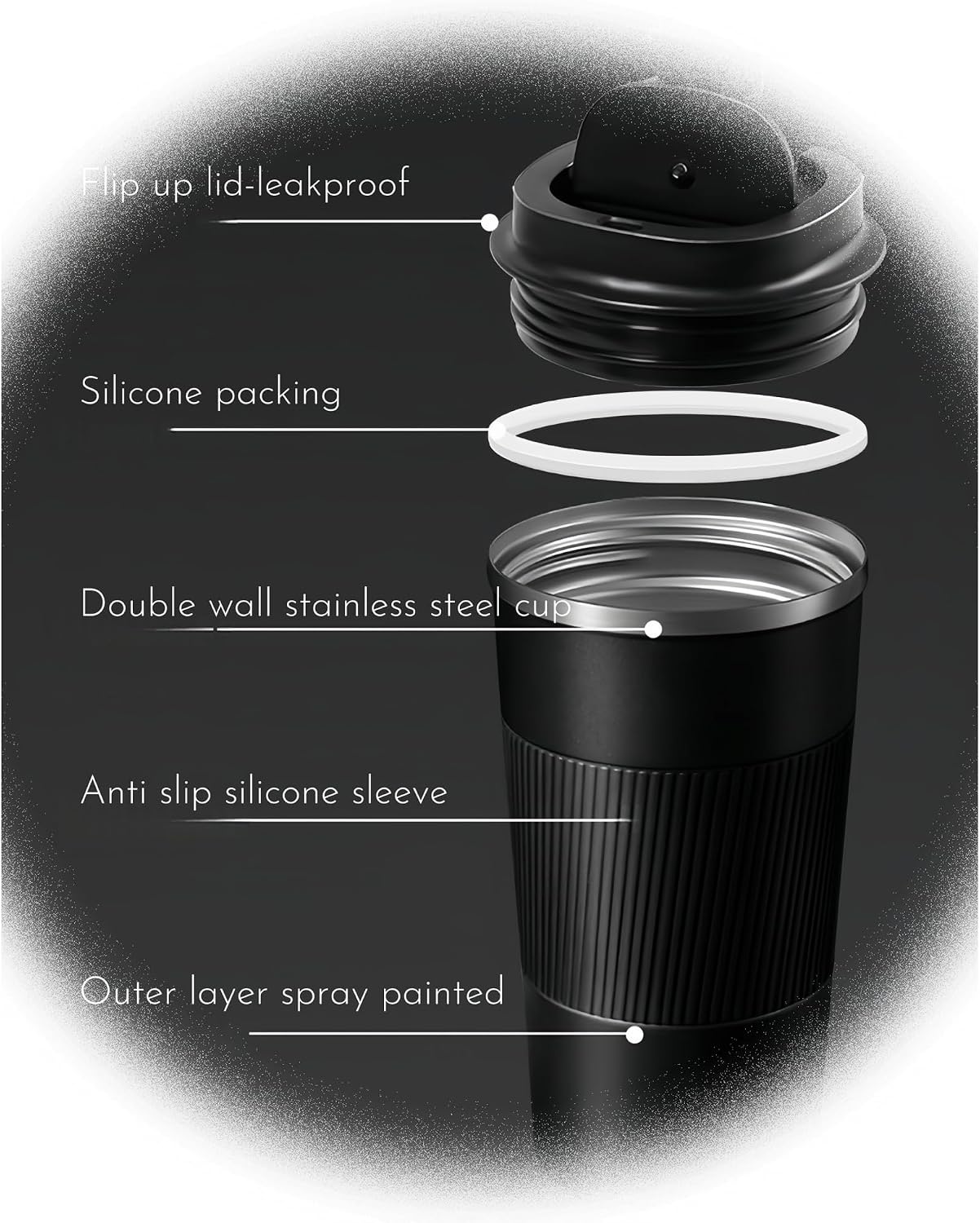 Stainless Steel Insulated Travel Coffee Mug Flip up Tumbler, Double Wall Leak Proof Vacuum Cup Keep Drink Cold and Hot (Blue, 17 Ounces)