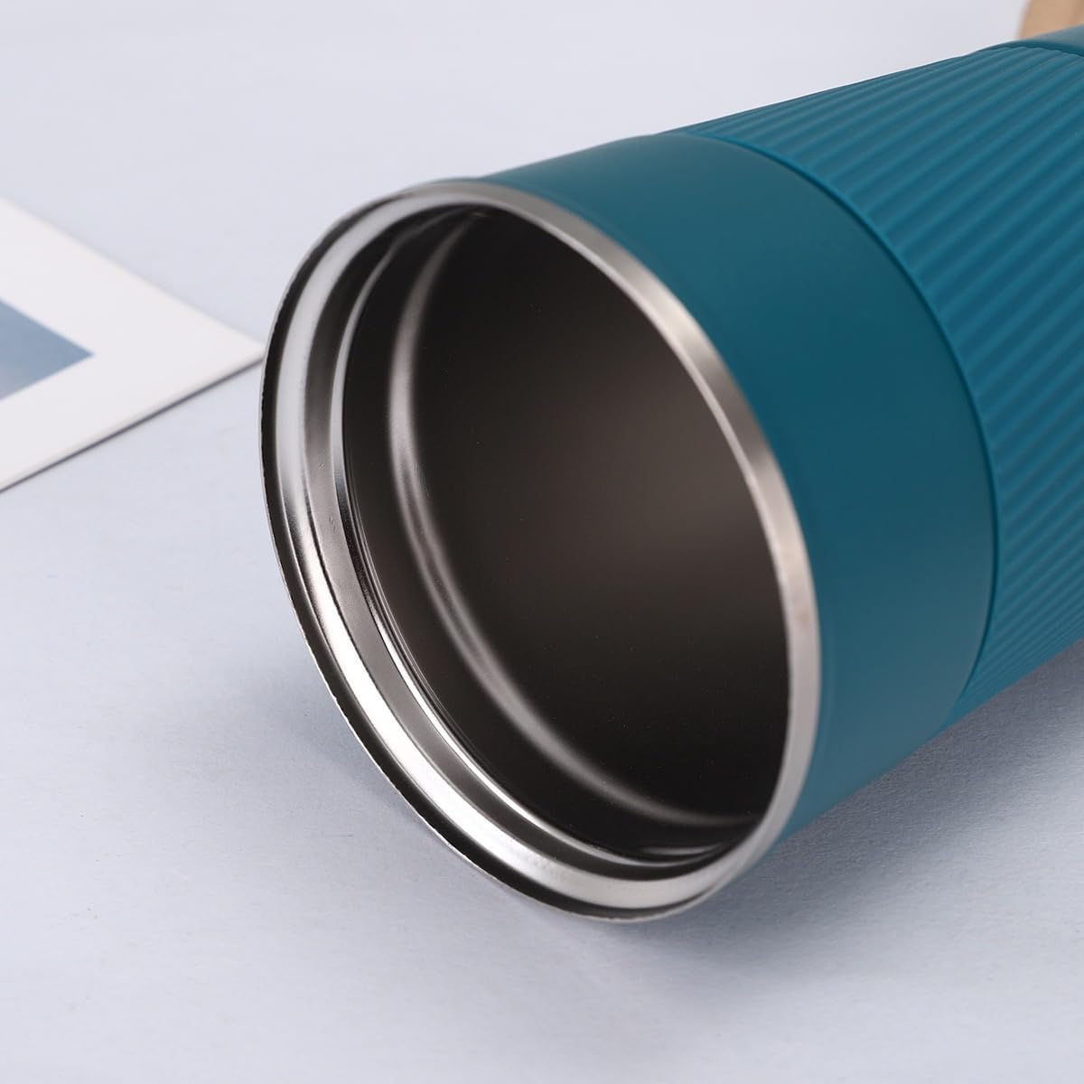 Stainless Steel Insulated Travel Coffee Mug Flip up Tumbler, Double Wall Leak Proof Vacuum Cup Keep Drink Cold and Hot (Blue, 17 Ounces)