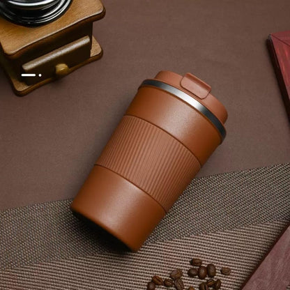 Stainless Steel Insulated Travel Coffee Mug Flip up Tumbler, Double Wall Leak Proof Vacuum Cup Keep Drink Cold and Hot (Blue, 17 Ounces)
