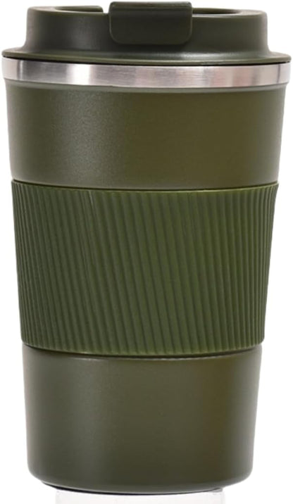 Stainless Steel Insulated Travel Coffee Mug Flip up Tumbler, Double Wall Leak Proof Vacuum Cup Keep Drink Cold and Hot (Blue, 17 Ounces)