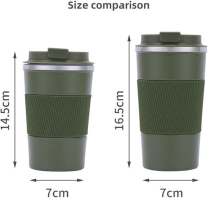 Stainless Steel Insulated Travel Coffee Mug Flip up Tumbler, Double Wall Leak Proof Vacuum Cup Keep Drink Cold and Hot (Blue, 17 Ounces)
