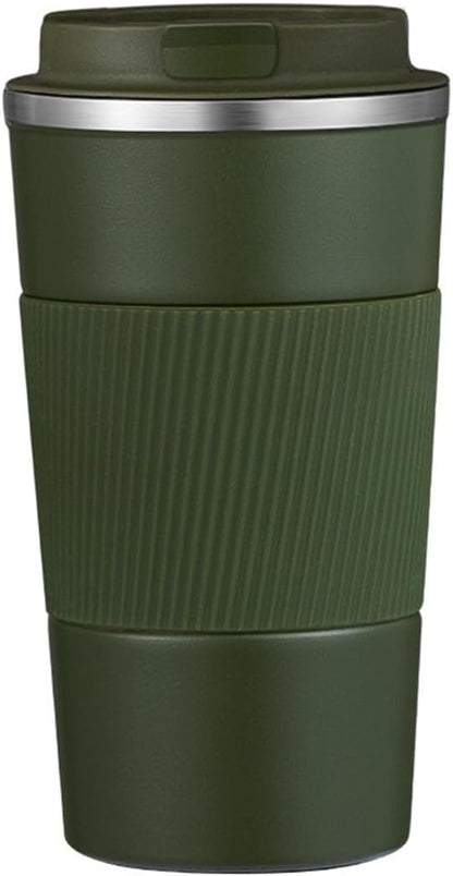 Stainless Steel Insulated Travel Coffee Mug Flip up Tumbler, Double Wall Leak Proof Vacuum Cup Keep Drink Cold and Hot (Blue, 17 Ounces)