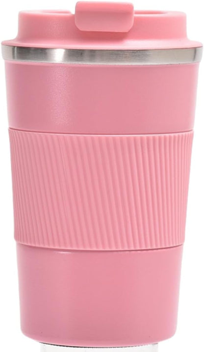 Stainless Steel Insulated Travel Coffee Mug Flip up Tumbler, Double Wall Leak Proof Vacuum Cup Keep Drink Cold and Hot (Blue, 17 Ounces)