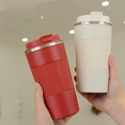 Stainless Steel Insulated Travel Coffee Mug Flip up Tumbler, Double Wall Leak Proof Vacuum Cup Keep Drink Cold and Hot (Blue, 17 Ounces)