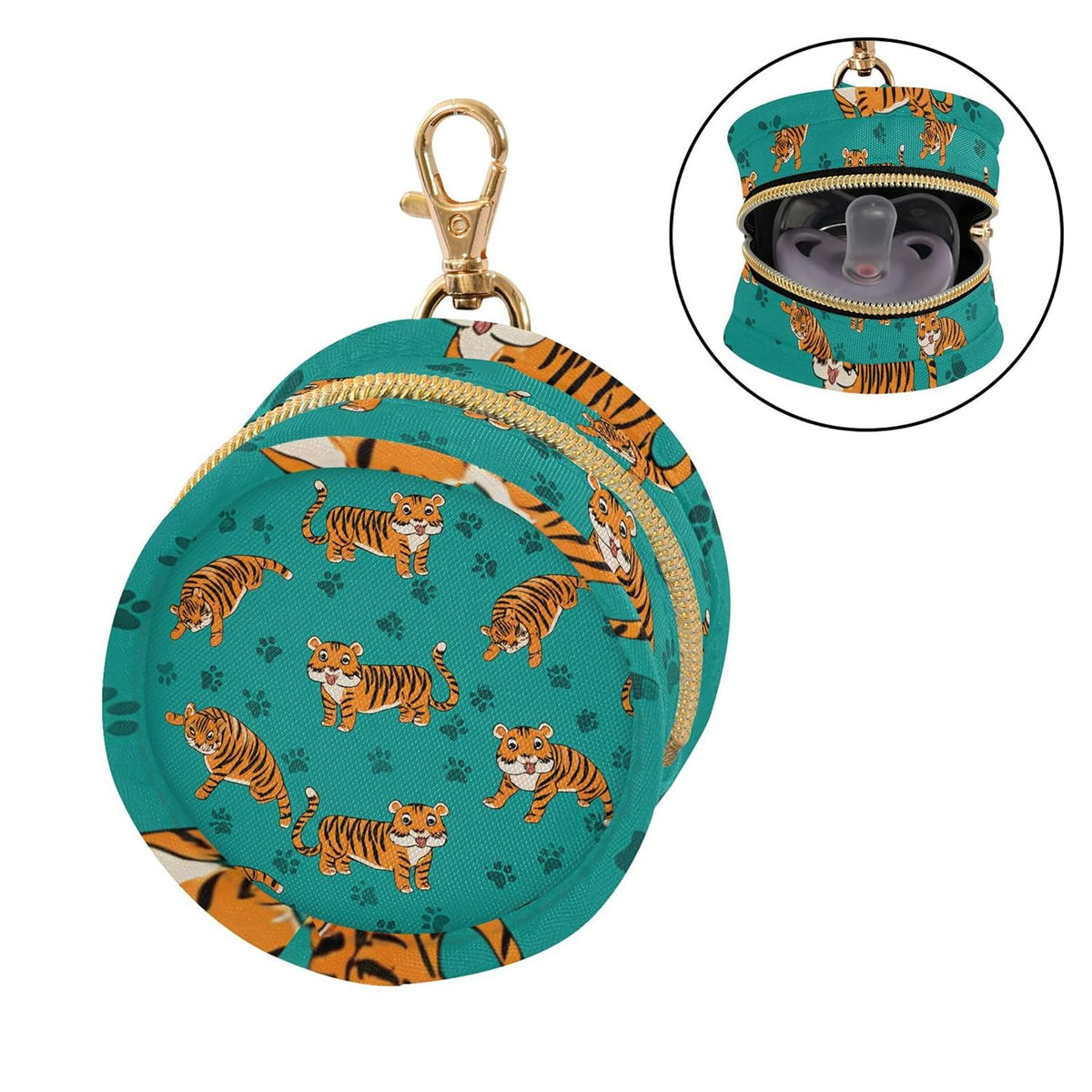 Cute Animals and Paw Prints Baby Pacifier Holder Case, Dustproof Portable Storage Box for Diaper Bag Purse, Pacifier Storage Container for Boys & Girls