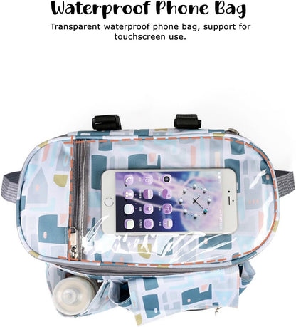 Universal Stroller Organizer with Cup Holder Waterproof Phone Pouch Adjustable Strap, Stroller Bag Caddy Organizer, Fits for Uppababy, Baby Jogger, Doona, Britax (Aluminum Foil Lining, Gray)