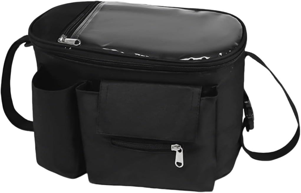 Universal Stroller Organizer with Cup Holder Waterproof Phone Pouch Adjustable Strap, Stroller Bag Caddy Organizer, Fits for Uppababy, Baby Jogger, Doona, Britax (Aluminum Foil Lining, Gray)