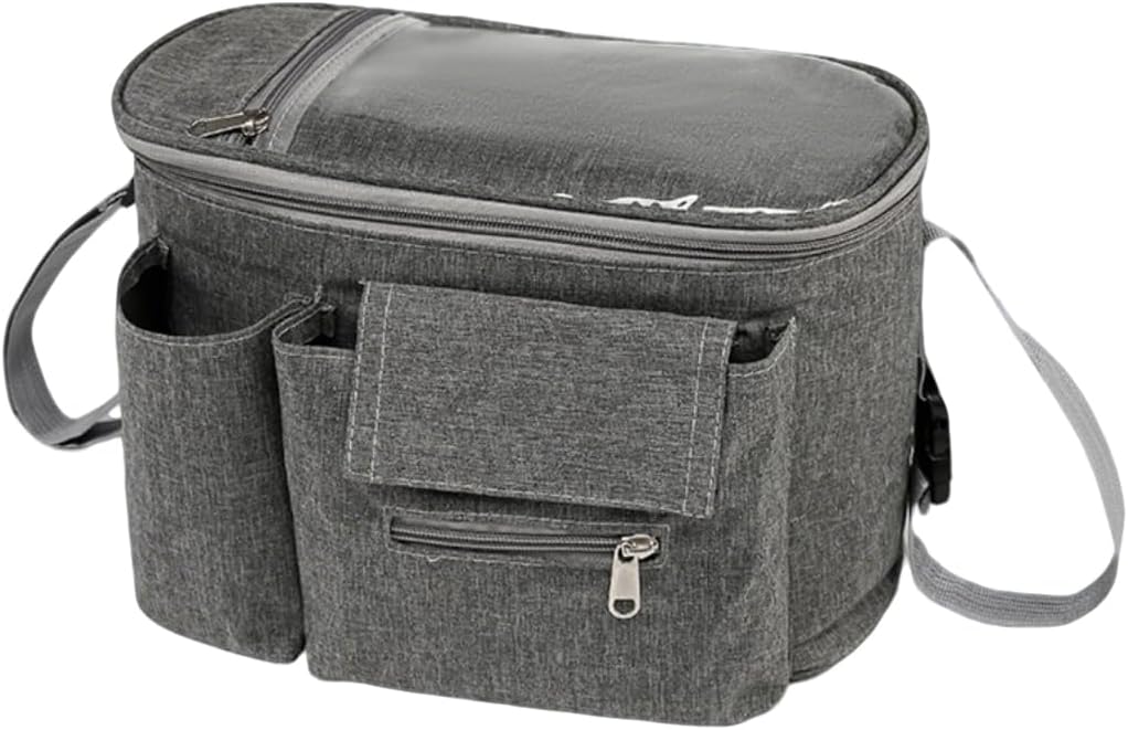 Universal Stroller Organizer with Cup Holder Waterproof Phone Pouch Adjustable Strap, Stroller Bag Caddy Organizer, Fits for Uppababy, Baby Jogger, Doona, Britax (Aluminum Foil Lining, Gray)