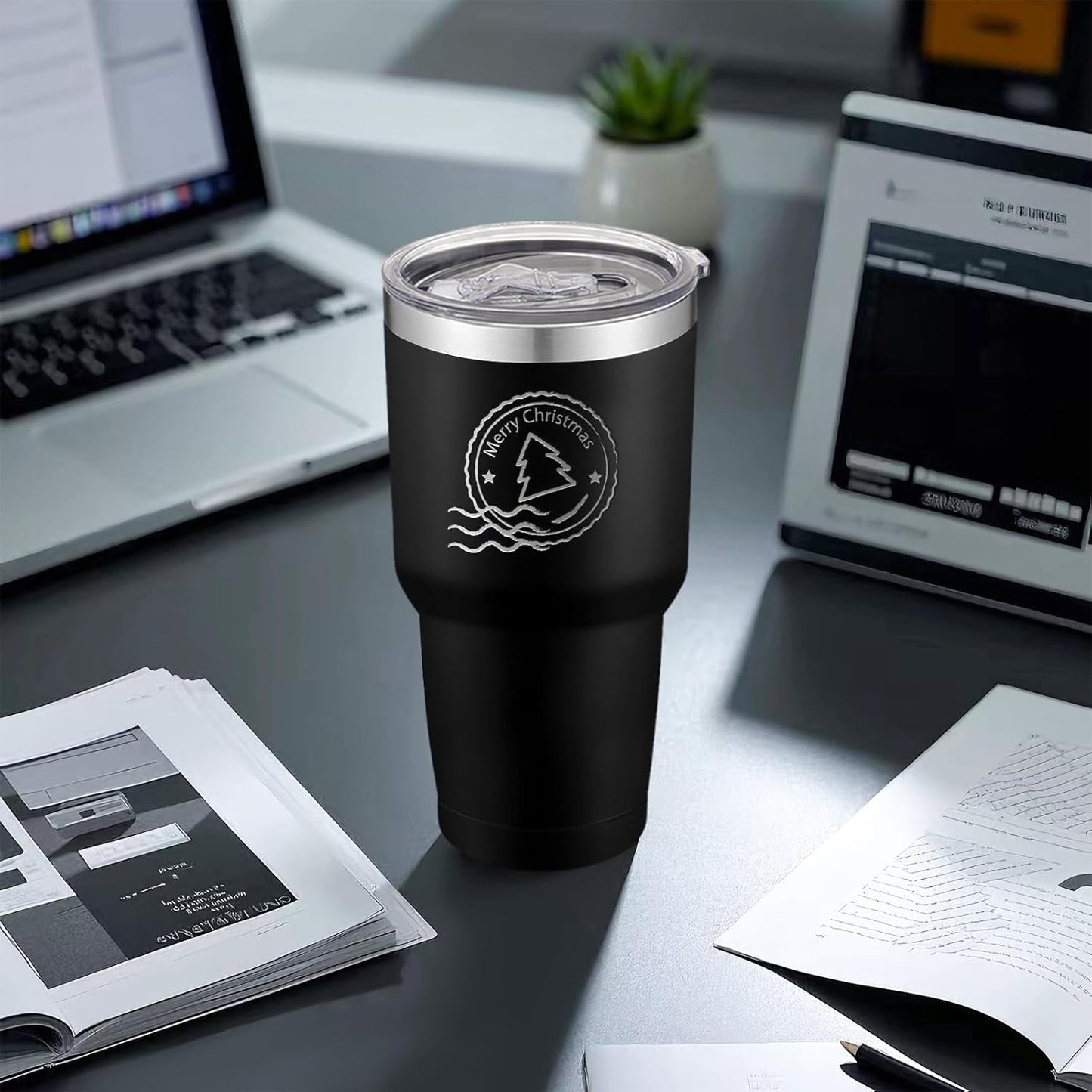 14 Pack Insulated Tumbler Powder Coated Stainless Steel Double Wall Vacuum Travel Coffee Tumbler Cup with Lid and Straw for Laser Engrave DIY Gift 30oz Black