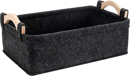 Medium Storage Basket Shlef Low Storage Bin Rectangle Felt Fabric Baskets Storage Bins Organizer for Underwear Socks Bra Towel Toiletry Baby Products Storage Basket Light Gray