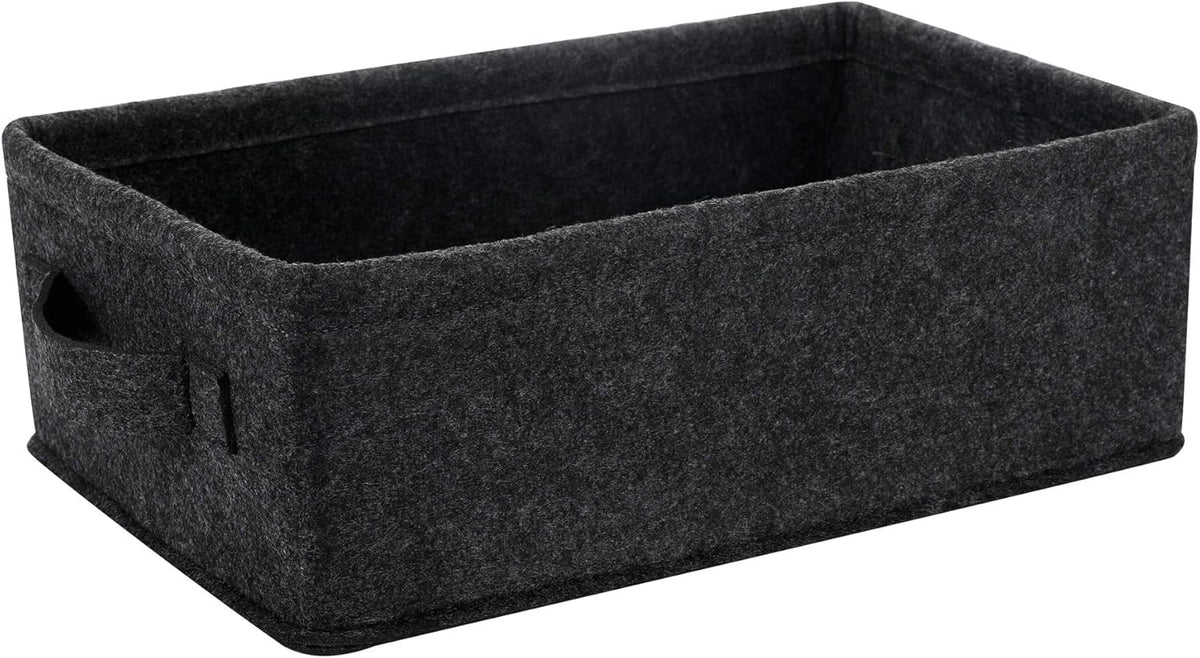 Medium Storage Basket Shlef Low Storage Bin Rectangle Felt Fabric Baskets Storage Bins Organizer for Underwear Socks Bra Towel Toiletry Baby Products Storage Basket Light Gray