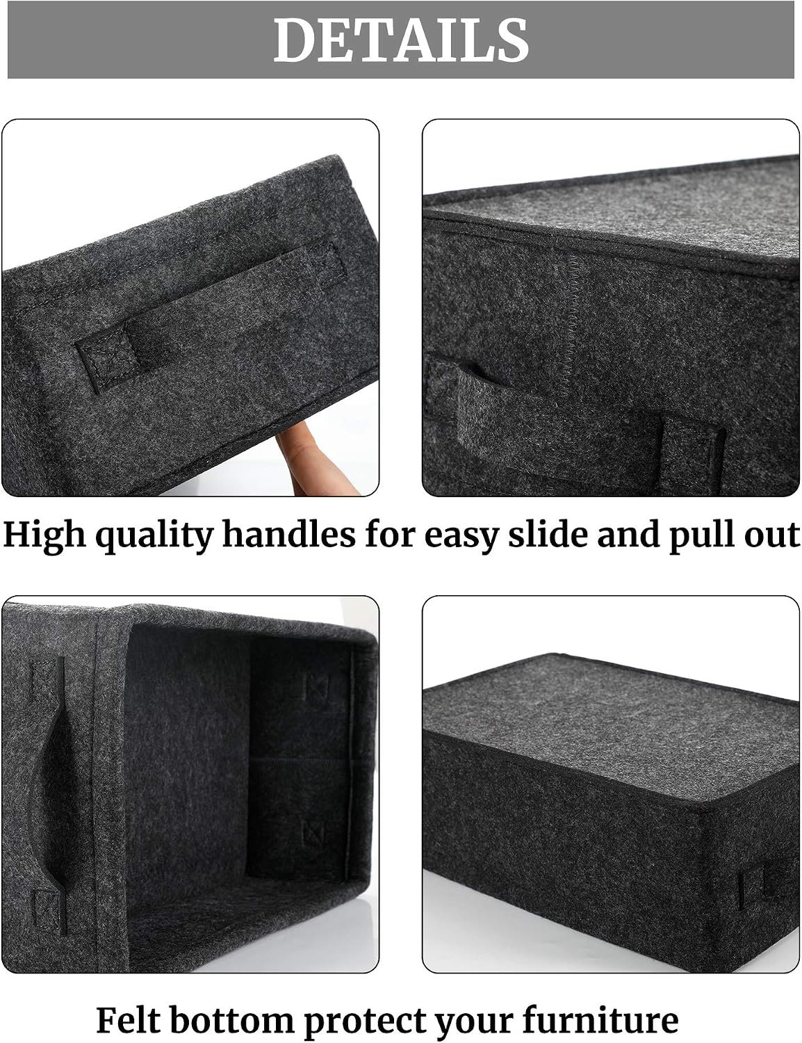Medium Storage Basket Shlef Low Storage Bin Rectangle Felt Fabric Baskets Storage Bins Organizer for Underwear Socks Bra Towel Toiletry Baby Products Storage Basket Light Gray