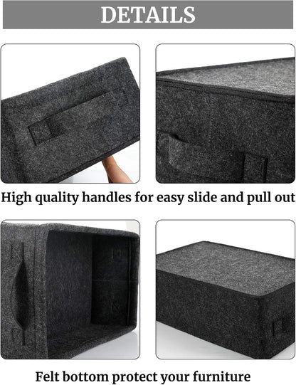 Medium Storage Basket Shlef Low Storage Bin Rectangle Felt Fabric Baskets Storage Bins Organizer for Underwear Socks Bra Towel Toiletry Baby Products Storage Basket Light Gray