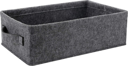 Medium Storage Basket Shlef Low Storage Bin Rectangle Felt Fabric Baskets Storage Bins Organizer for Underwear Socks Bra Towel Toiletry Baby Products Storage Basket Light Gray