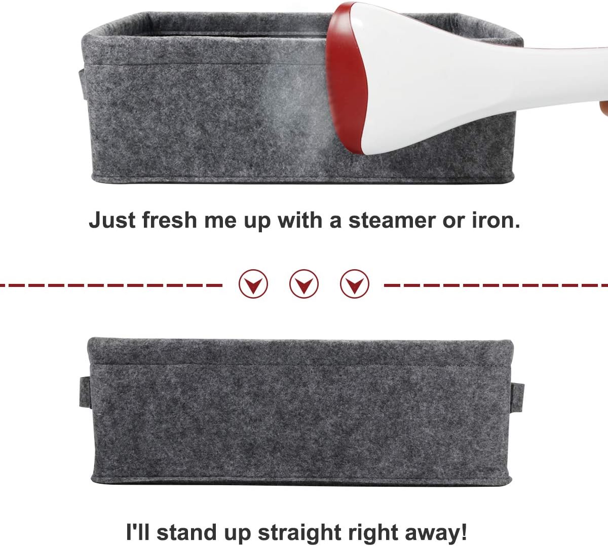 Medium Storage Basket Shlef Low Storage Bin Rectangle Felt Fabric Baskets Storage Bins Organizer for Underwear Socks Bra Towel Toiletry Baby Products Storage Basket Light Gray