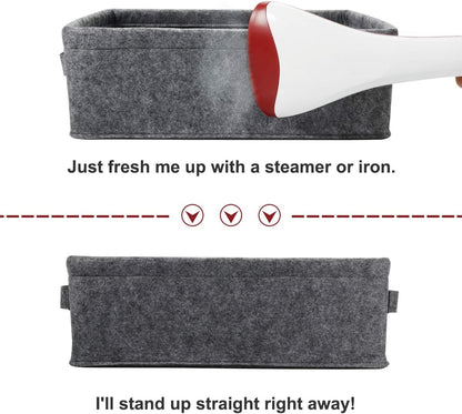 Medium Storage Basket Shlef Low Storage Bin Rectangle Felt Fabric Baskets Storage Bins Organizer for Underwear Socks Bra Towel Toiletry Baby Products Storage Basket Light Gray