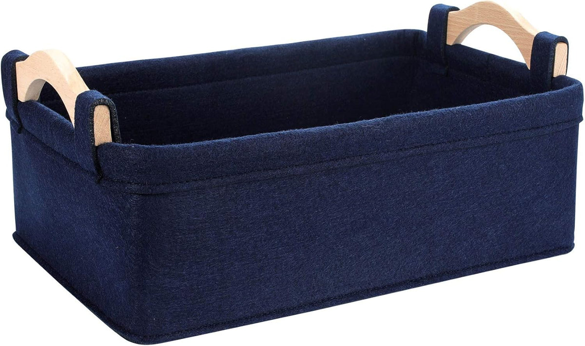 Medium Storage Basket Shlef Low Storage Bin Rectangle Felt Fabric Baskets Storage Bins Organizer for Underwear Socks Bra Towel Toiletry Baby Products Storage Basket Light Gray
