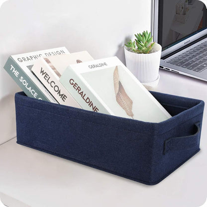 Medium Storage Basket Shlef Low Storage Bin Rectangle Felt Fabric Baskets Storage Bins Organizer for Underwear Socks Bra Towel Toiletry Baby Products Storage Basket Light Gray