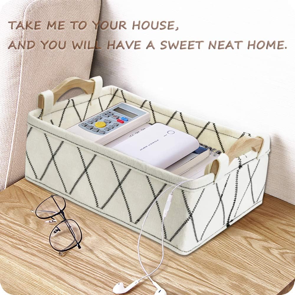Medium Storage Basket Shlef Low Storage Bin Rectangle Felt Fabric Baskets Storage Bins Organizer for Underwear Socks Bra Towel Toiletry Baby Products Storage Basket Light Gray