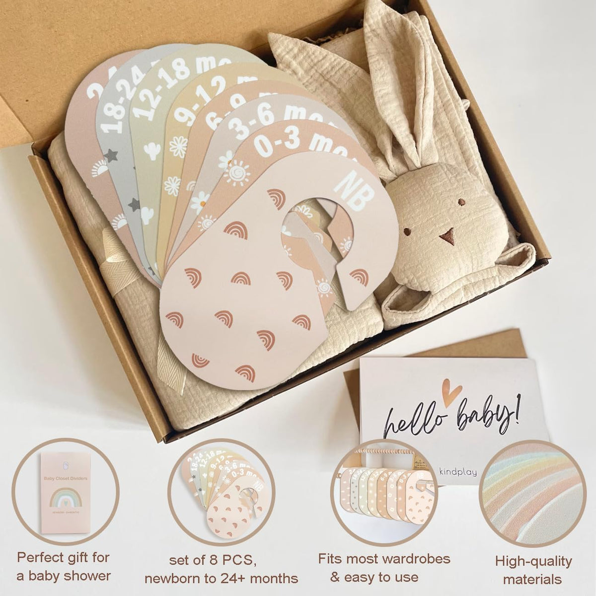 Baby Closet Dividers 8 Pack – Baby Clothes Organizer, Green Leaf Baby Closet Organizer for Neutral Nursery, Baby Clothes Dividers for Closet (Green)